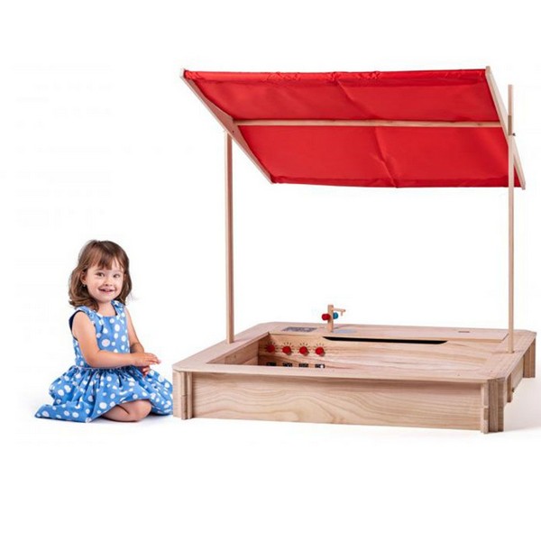 Продукт Woodyland - Детски пясъчник с покрив и кухня, 2 в 1 - 0 - BG Hlapeta