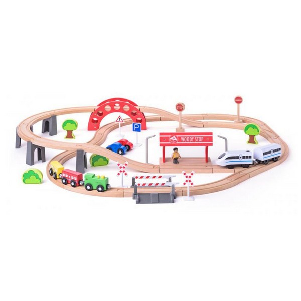 Продукт Woodyland - Дървен комплект с релси, виадукт и електрически локомотив - 0 - BG Hlapeta
