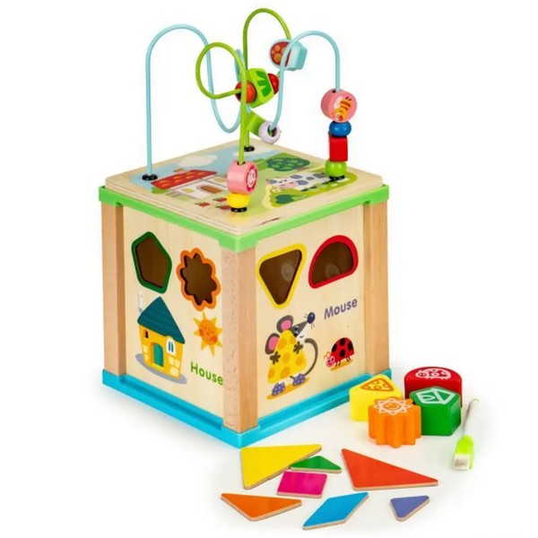 Продукт EcoToys - Дървено образователно кубче с дъска за рисуване - 0 - BG Hlapeta