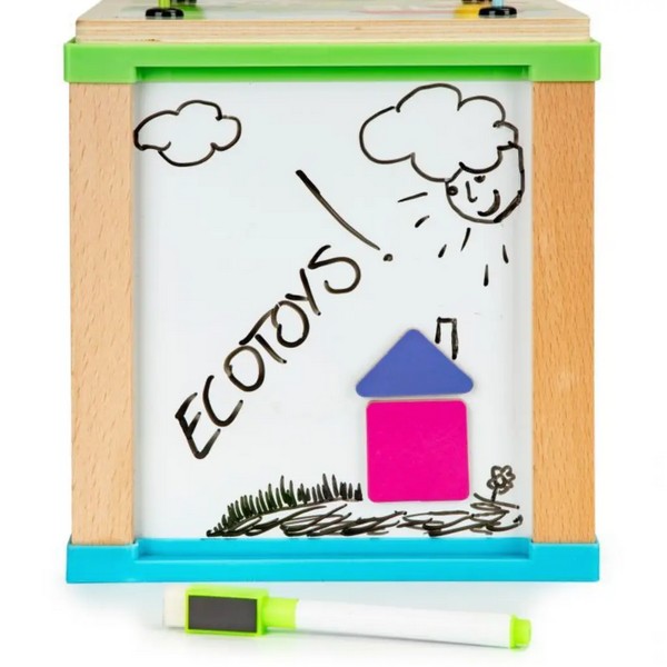 Продукт EcoToys - Дървено образователно кубче с дъска за рисуване - 0 - BG Hlapeta