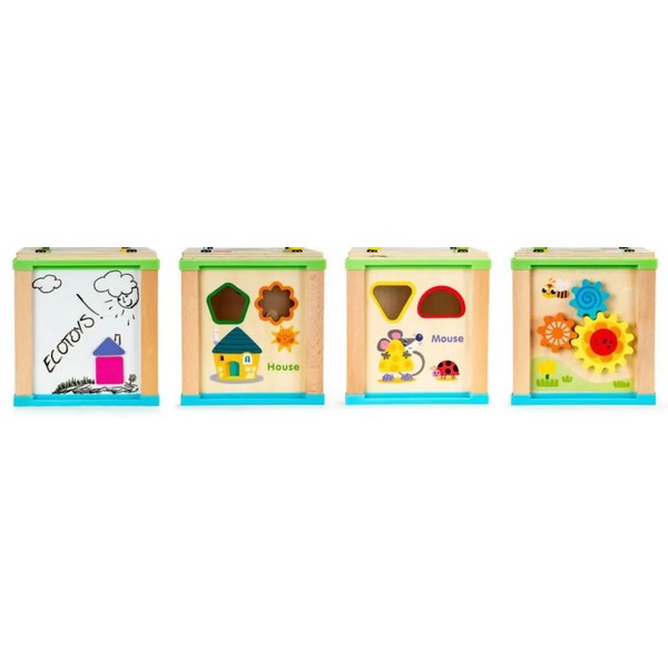 Продукт EcoToys - Дървено образователно кубче с дъска за рисуване - 0 - BG Hlapeta