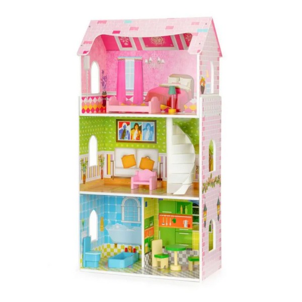 Продукт EcoToys - Дървена къща за кукли с мебели - 0 - BG Hlapeta