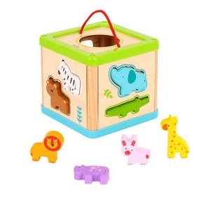 Tooky toy Animals - Дървен Сортер куб