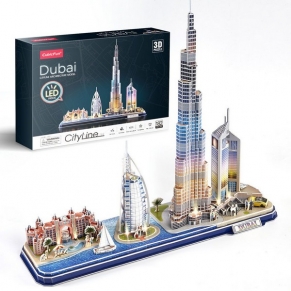 Cubic Fun - Пъзел 3D City Line Dubai 182ч. с LED светлини 