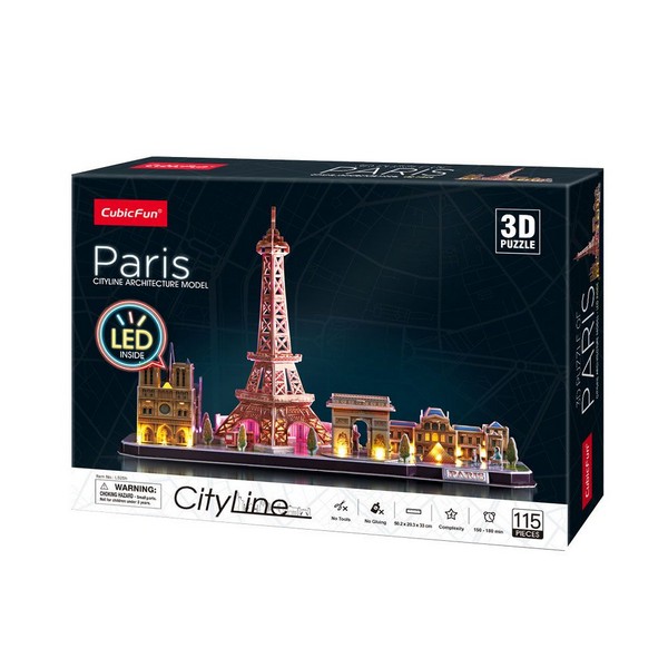 Продукт Cubic Fun - Пъзел 3D City Line Paris 115ч. с LED светлини  - 0 - BG Hlapeta