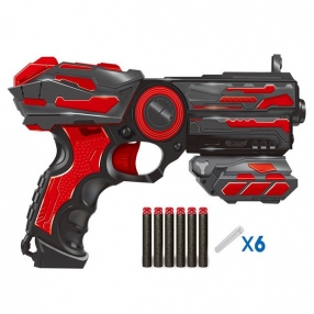 RED GUNS - Пистолет с пълнител, 6 меки стрели, бинокъл и белезници 