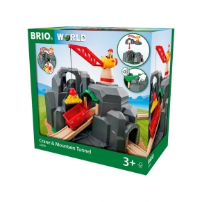 Brio-играчка дърво кран с тунел