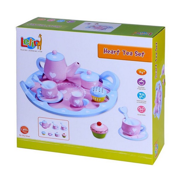 Продукт Lelin Toys Сърца - Дървен сервиз за чай - 0 - BG Hlapeta