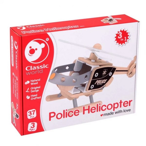Продукт Classic world полицейски хеликоптер - Дървен конструктор - 0 - BG Hlapeta