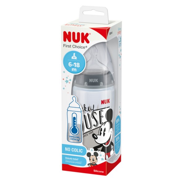 Продукт NUK MICKEY MOUSE First Choice РР - шише Temperature control 300мл силикон 6-18. + box - 0 - BG Hlapeta