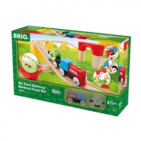 Brio - играчка комплект влакче с релси за най-малките