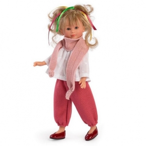 Asi - Кукла Силия, с розов шал и плетен панталон, 30 см