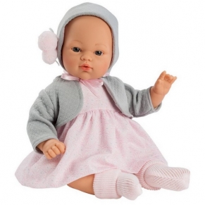 Asi - Кукла-бебе Коке, с розова рокля и сива жилетка
