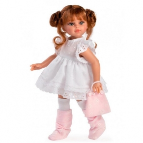 Asi - Кукла Сабрина, с бяла рокля и розова чанта