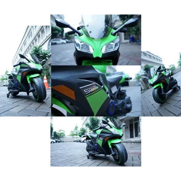 Продукт Акумулаторен мотор тип Kawasaki Ninja с меки гуми и кожена седалка, 12V  - 0 - BG Hlapeta