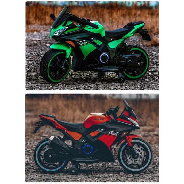 Продукт Акумулаторен мотор тип Kawasaki Ninja с меки гуми и кожена седалка, 12V  - 0 - BG Hlapeta
