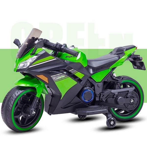 Продукт Акумулаторен мотор тип Kawasaki Ninja с меки гуми и кожена седалка, 12V  - 0 - BG Hlapeta