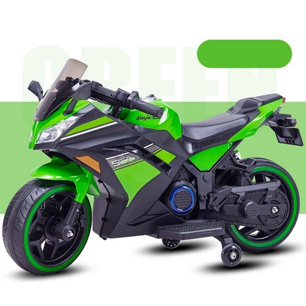 Продукт Акумулаторен мотор тип Kawasaki Ninja с меки гуми и кожена седалка, 12V  - 0 - BG Hlapeta