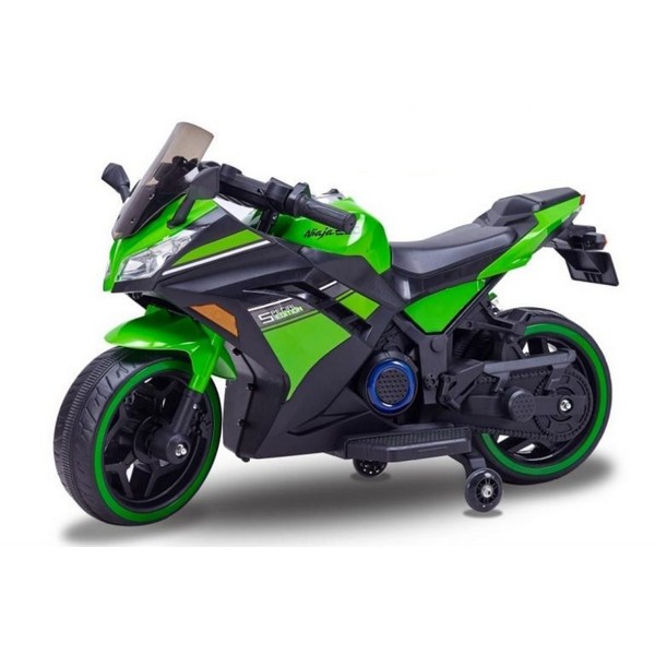 Продукт Акумулаторен мотор тип Kawasaki Ninja с меки гуми и кожена седалка, 12V  - 0 - BG Hlapeta