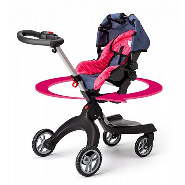 Woodyland - Модерна количка за кукли и столче за кола, 2 в 1