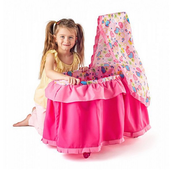 Продукт Woodyland - Креватче за кукли, розово, с балдахин - 0 - BG Hlapeta