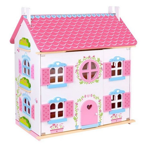Продукт Tooky Toy Приказен свят - дървена двуетажна къща за кукли, с обзавеждане и кукли - 0 - BG Hlapeta