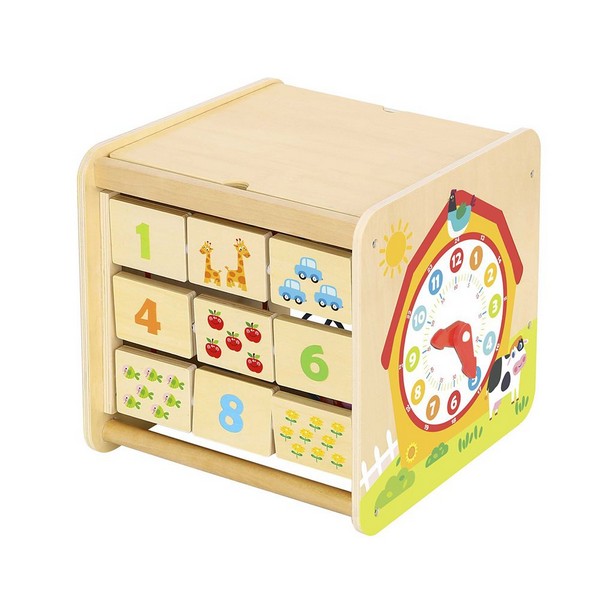 Продукт Tooky Toy - Голям дървен дидактически куб с активности, Ферма - 0 - BG Hlapeta