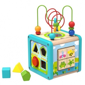 Tooky Toy Слънчев ден - Дидактически дървен активен куб