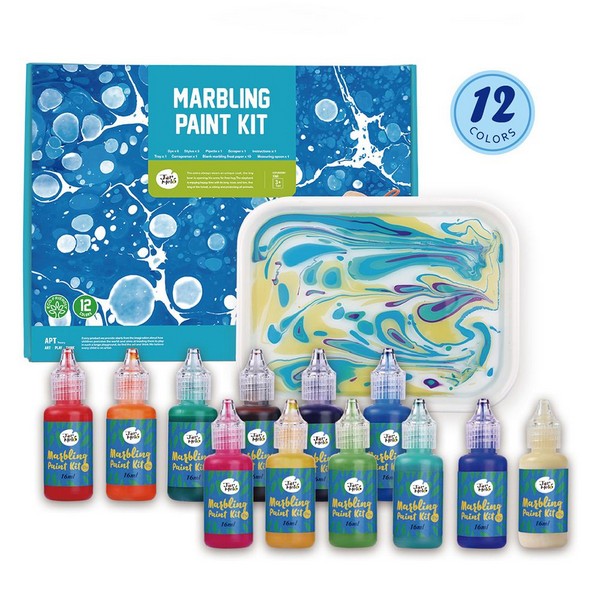 Продукт Jarmelo Мраморни картини - Комплект за рисуване с 12 боички - 0 - BG Hlapeta