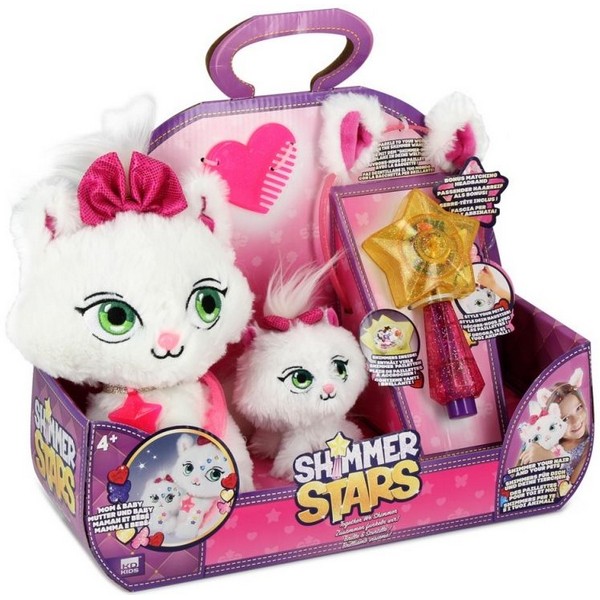 Shimmer Stars Мама и бебе коте, с аксесоари - Плюшена играчка