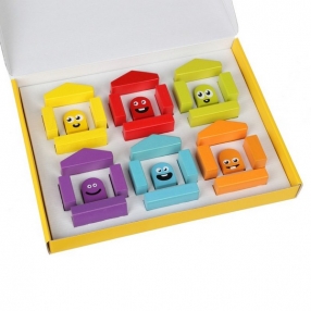 Cubika Цветни къщички - Комплект дървени блокчета