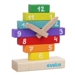 Cubika Часовник - Комплект дървени блокчета