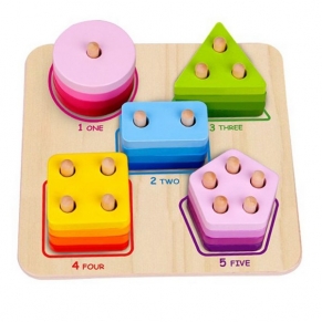 Tooky Toy Цифри, форми, цветове - Дървена низанка