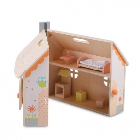 Moni Toys - Сгъваема дървена къща за кукли