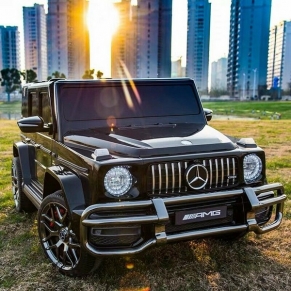 Двуместен акумулаторен джип Mercedes-Benz G63 AMG Licensed 24V,MP3, с меки гуми и кожена седалка, 4X4