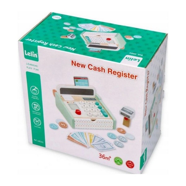 Продукт Lelin Toys - Детски дървен касов апарат, с баркод четец - 0 - BG Hlapeta