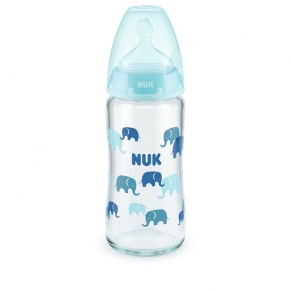 NUK First Choice - стъклено шише Temperature Control 240мл. със силиконов биберон за хранене 0-6мес.