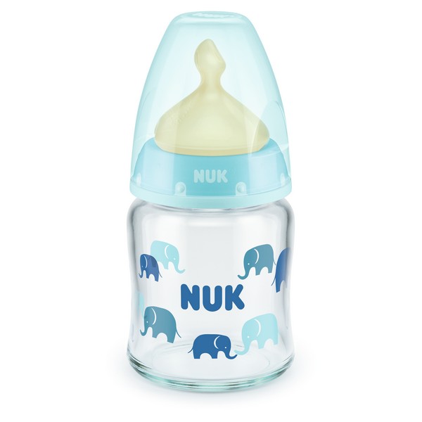 Продукт NUK First Choice - стъклено шише Temperature Control 120мл. с каучуков биберон за хранене 0-6мес. - 0 - BG Hlapeta