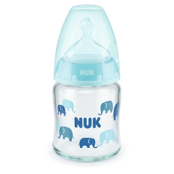Продукт NUK First Choice - стъклено шише Temperature Control 120мл. със силиконов биберон за хранене 0-6мес. - 0 - BG Hlapeta