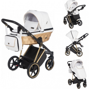 ADAMEX Paolo Star Collection - Бебешка количка 100% Еко кожа 2 в 1