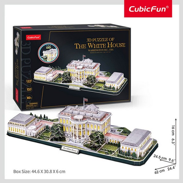 Продукт Cubic Fun The White House 151ч. - Пъзел 3D с LED светлини отварящ се - 0 - BG Hlapeta