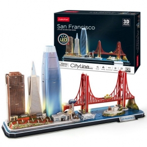 Cubic Fun - Пъзел 3D Cityline San Francisco 90ч. с LED светлини 