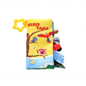 Kikkaboo Bird tails - Образователна текстилна книжка с чесалка 