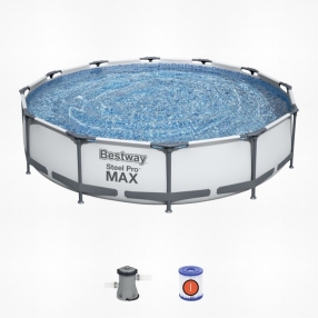 Bestway Steel Pro MAX  С ПОМПА - СИВ сглобяем кръгъл басейн 3.66m x 76cm 