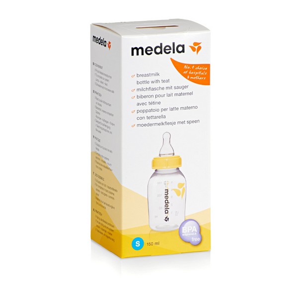 Продукт Medela - Шише за хранене с биберон с бавен поток , размер S x150 мл - 0 - BG Hlapeta