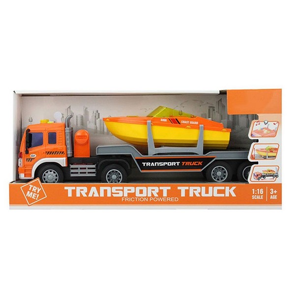 Продукт OCIE - City Service Камион с платформа и лодка Transport Truck 1:16 - 0 - BG Hlapeta