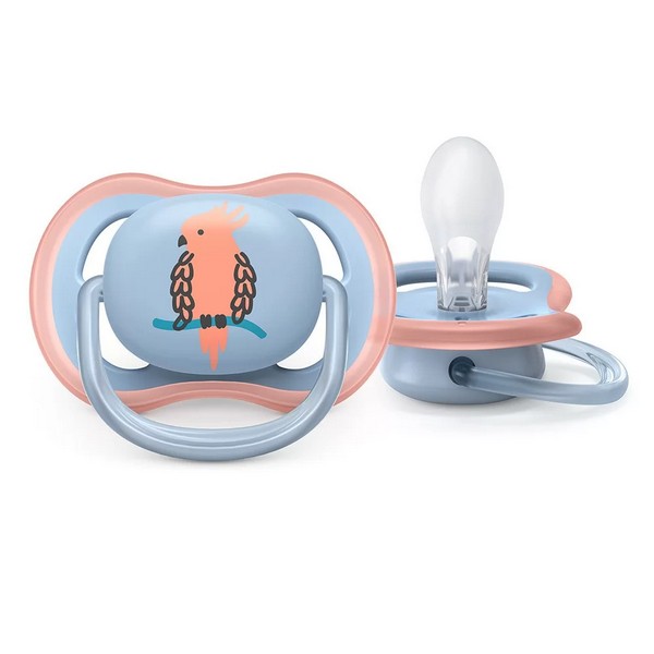 Продукт Philips AVENT Ultra Air 0-6 м. Папагал и Ананас - 2 броя oртодонтични залъгалки с декорация в кутия за стерилизиране - 0 - BG Hlapeta