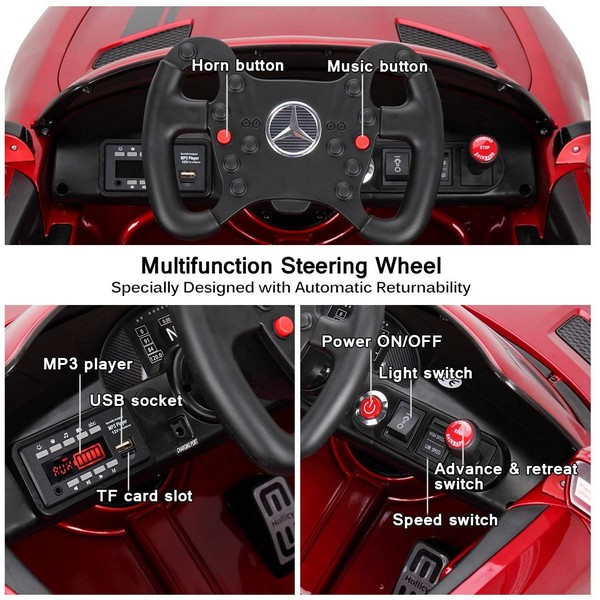 Продукт Акумулаторен кола Mercedes Benz GT4  4X4 AMG Licensed 12V батерия,MP3, с меки гуми, с Кожена седалка - 0 - BG Hlapeta