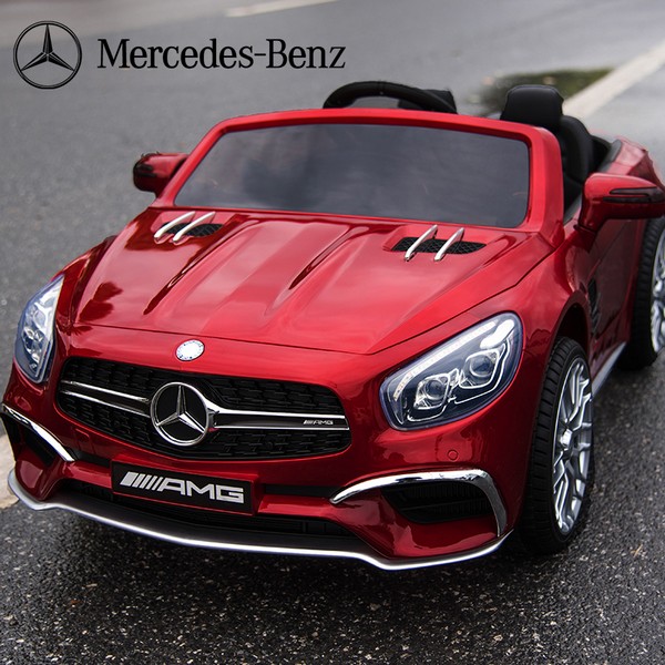 Продукт Акумулаторен кола Licensed  Mercedes Benz SL65 AMG V2 12V,MP3, MP4, функция за люлеене, с меки гуми с кожена седалка - 0 - BG Hlapeta