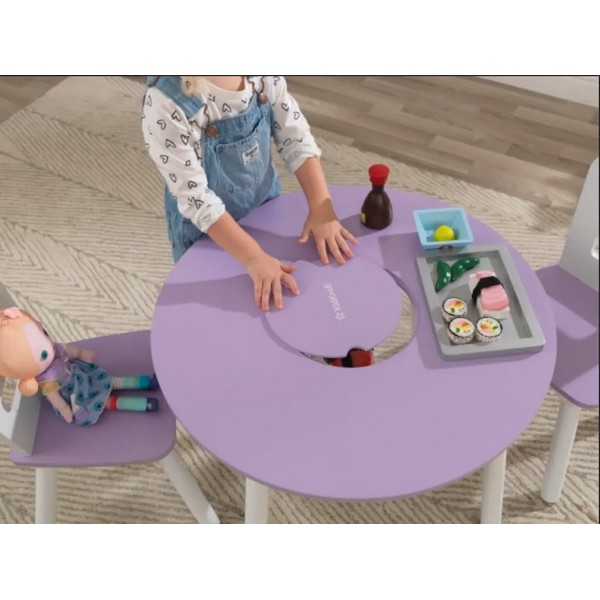 Продукт KidKraft Lavender Round Storage Table & 2 Chair Set - Комплект маса с два стола - 0 - BG Hlapeta